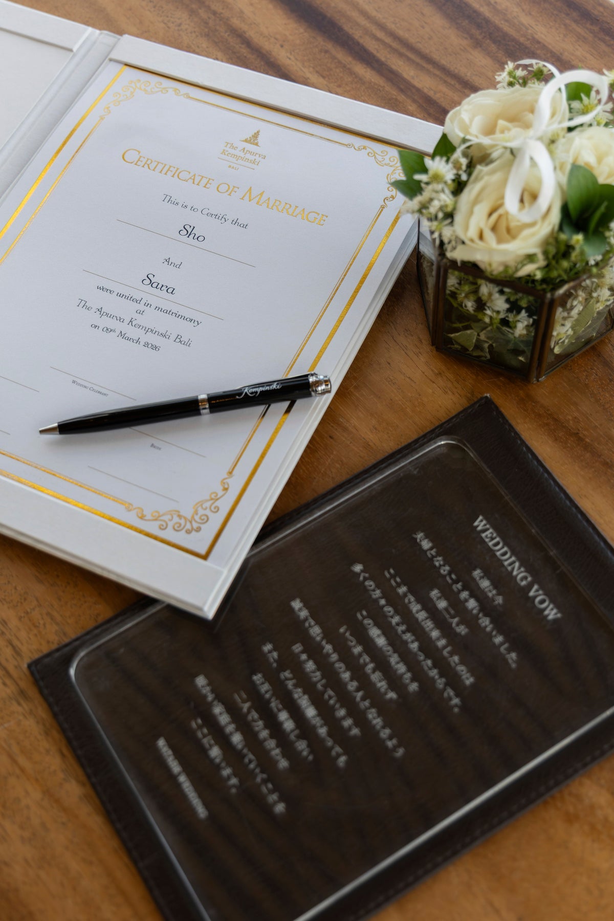 オリジナル結婚証明書とリングピロー