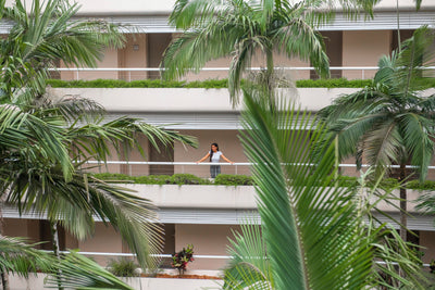 ホテルの建物は吹き抜けになっており、熱帯雨林の植物があちらこちらに植えられ自然を感じられます