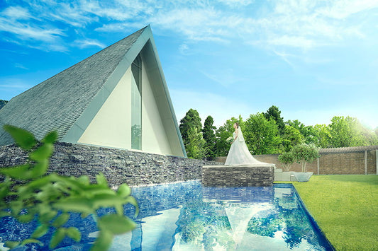 弥生が丘駅より車で3分、空と水と緑が彩る一軒貸切ウエディング。