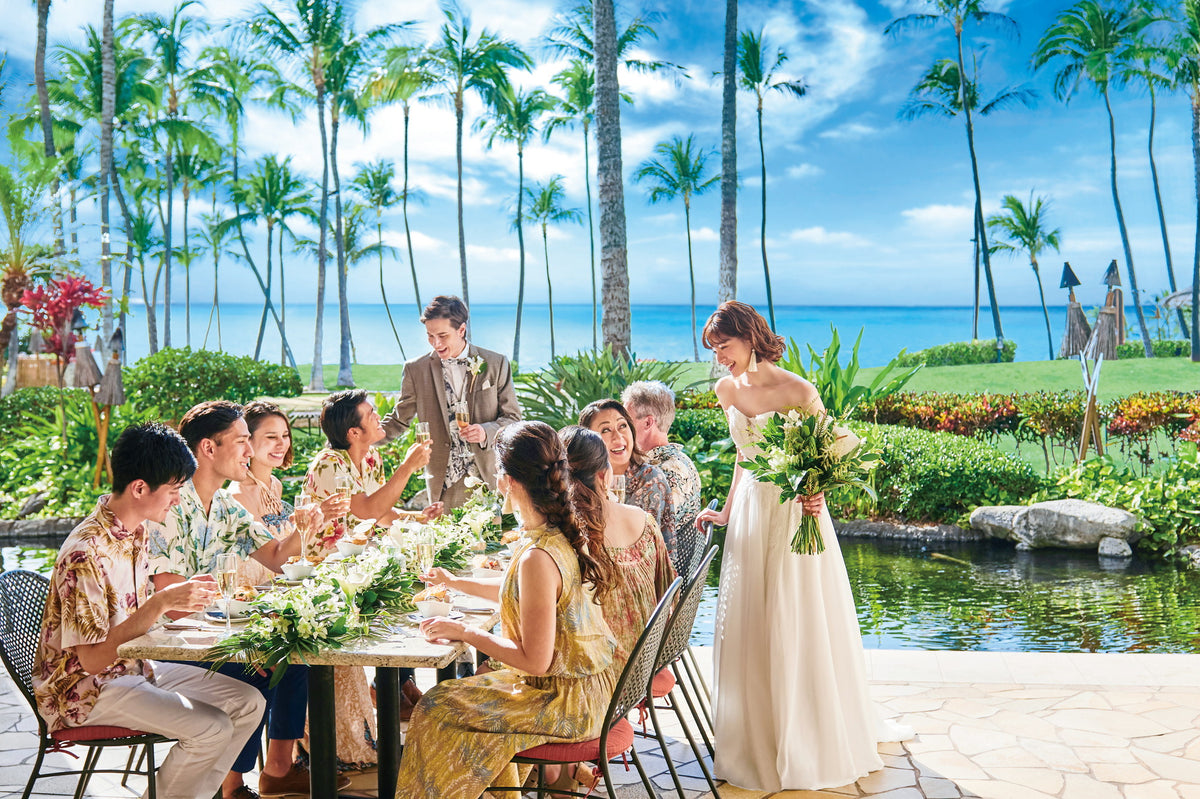 マリオットコオリナビーチクラブ内のロンギーズ コオリナで大切なゲストと挙式後のウェディングパーティをお過ごしいただけます