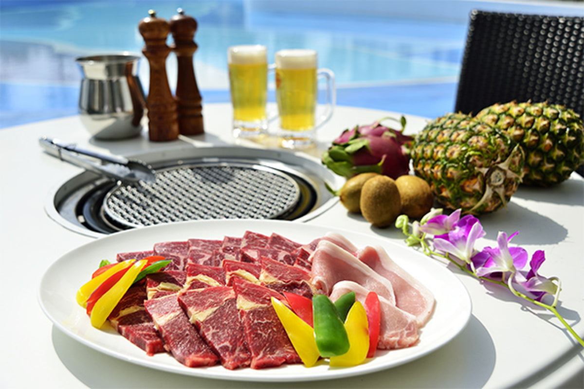 手ぶらで気軽にBBQ!オリオンビールはじめとしたお酒も充実!「サンセットテラス パピヨン」 ※夏季限定:5月頃~10月頃※ディナー限定※